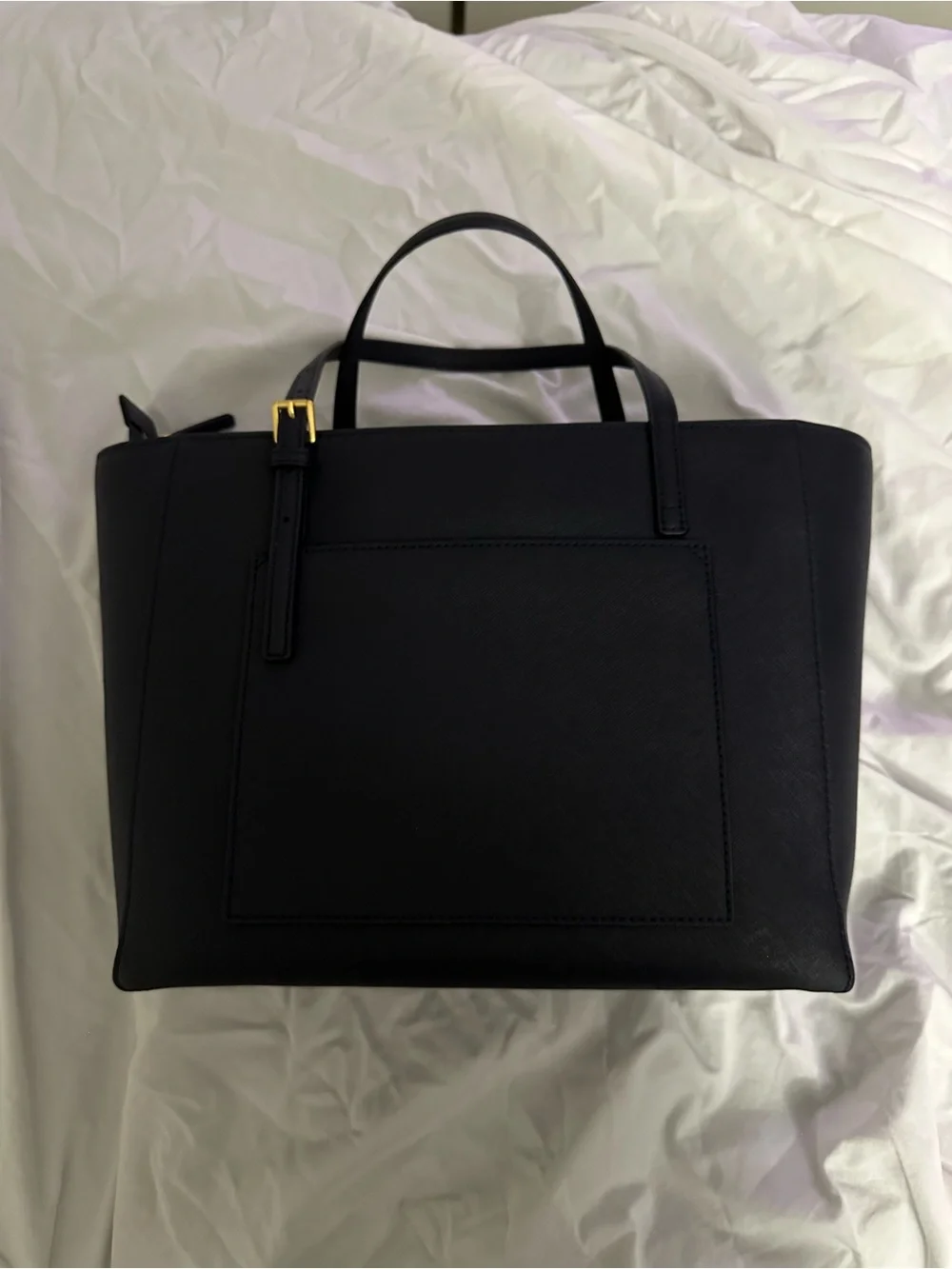 Tory Burch Navy Emerson Small Tote Leather Satchel with Crossbody Strap